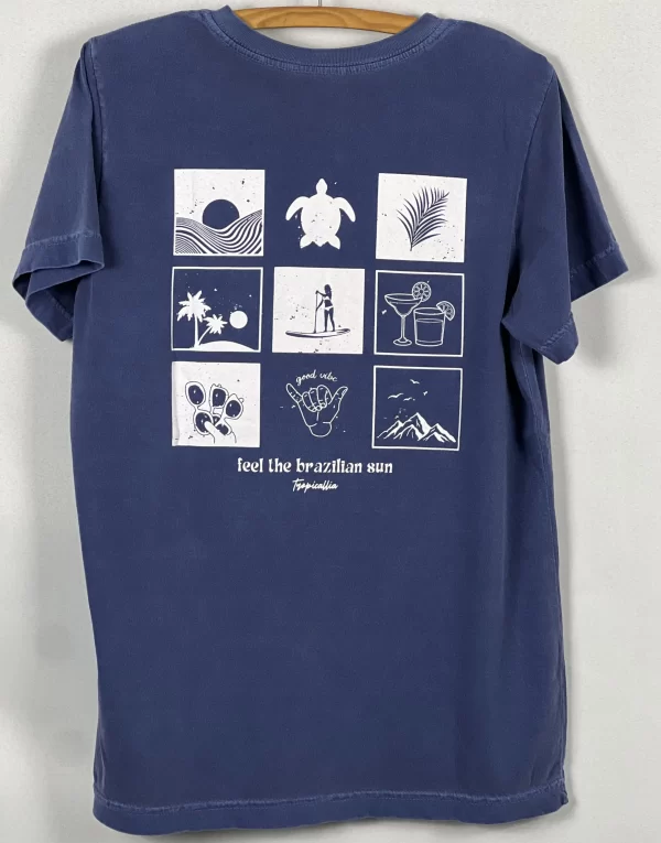 camiseta quadros estonada azul